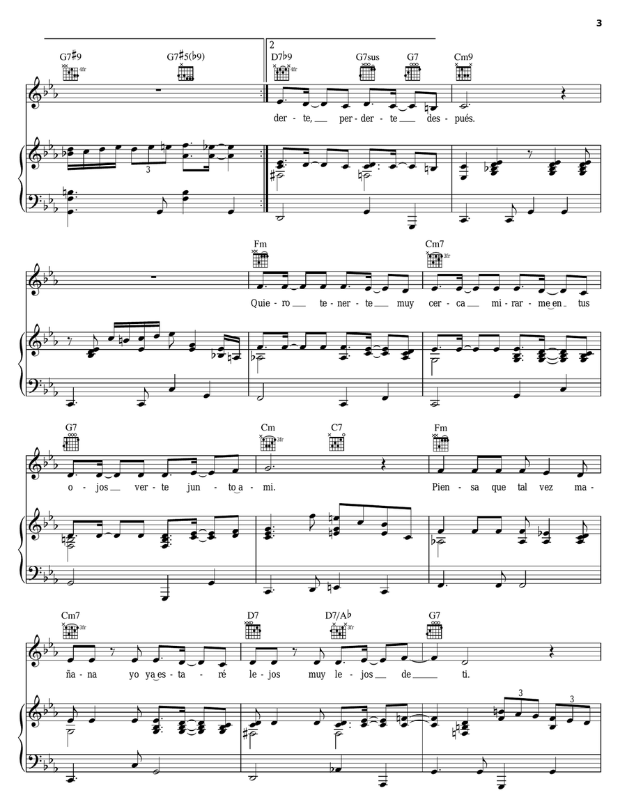 Besame Mucho (Kiss Me Much) Piano, Vocal, Guitar scores gallery preview page 3