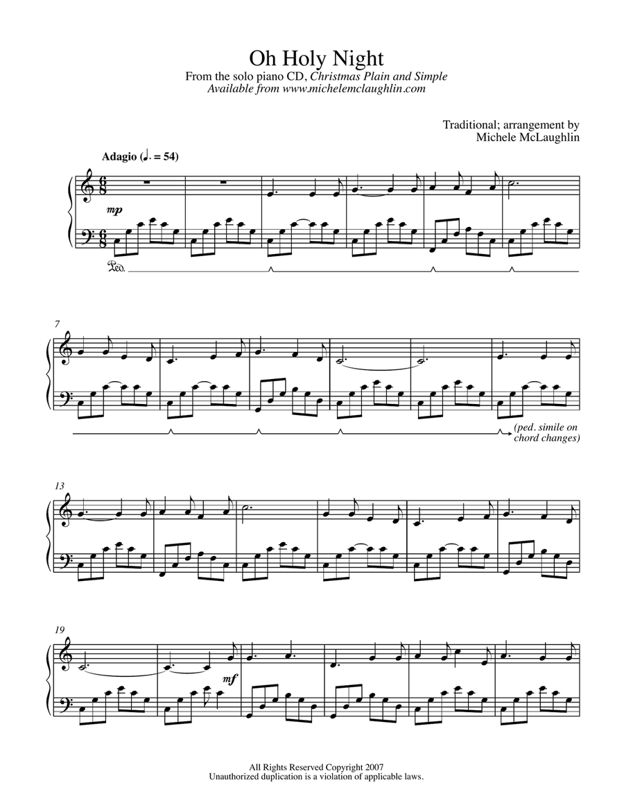 Oh Holy Night Piano Solo scores gallery preview page 1