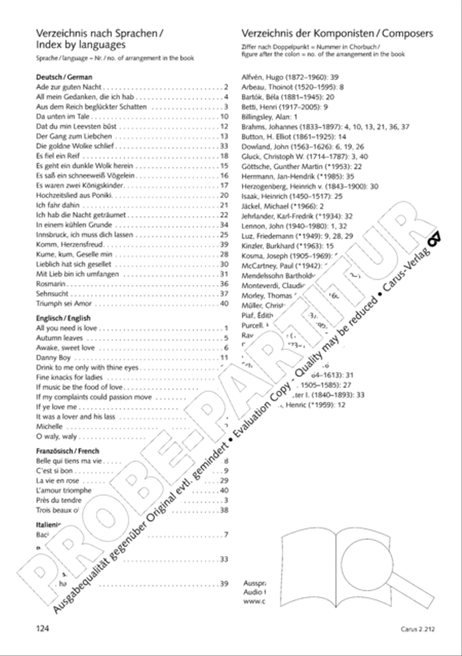 Love songs. Choral collection with CD 4-Part scores gallery preview page 102