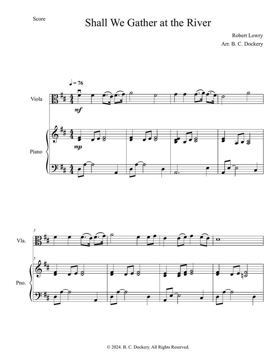 Shall We Gather at the River (Viola Solo with Piano Accompaniment) Piano scores gallery preview page 1