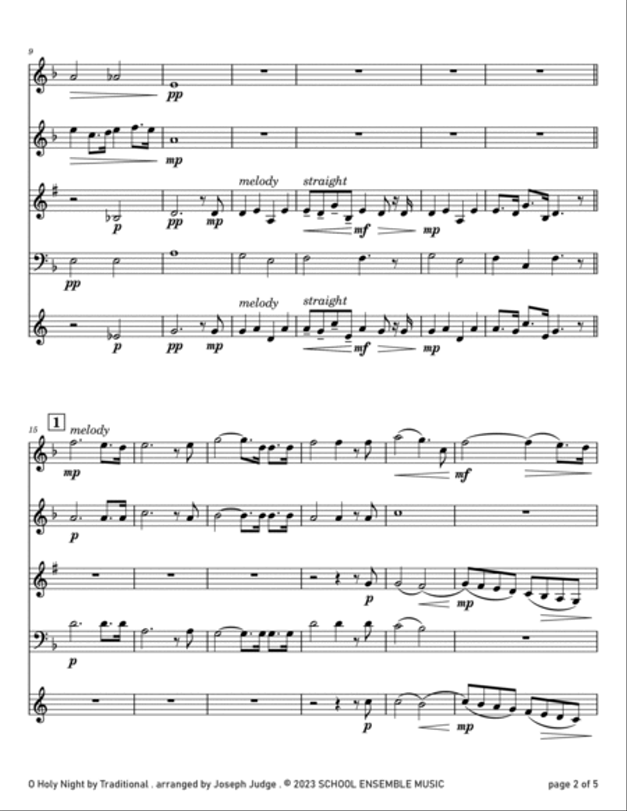 O Holy Night for Woodwind Quartet in Schools O Holy Night for Woodwind Quartet in Schools Woodwind Quartet scores gallery preview page 2