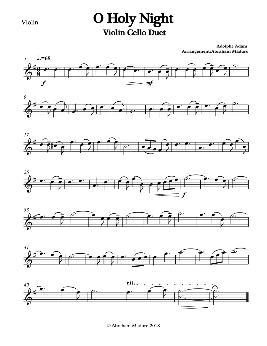 O Holy Night Violin Cello Duet-Two Tonalities String Duet scores gallery preview page 3