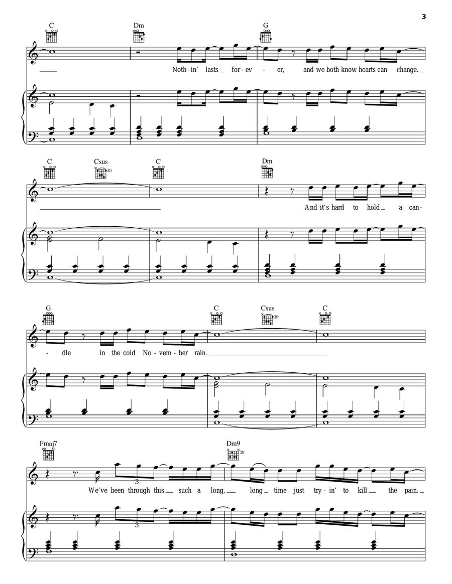 November Rain Acoustic Guitar scores gallery preview page 3