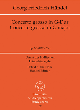 Book cover for Concerto grosso G major, Op. 3/3 HWV 314