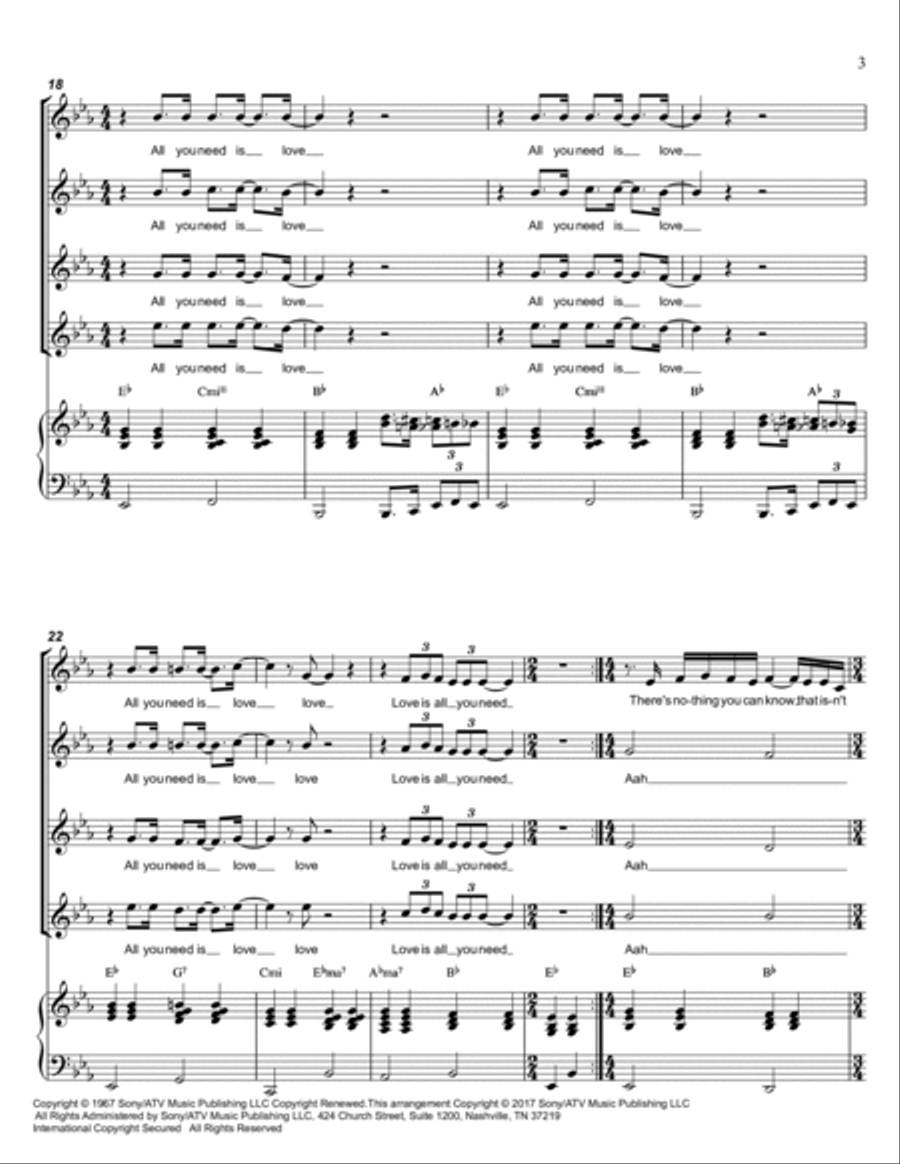 All You Need Is Love All You Need Is Love 3-Part scores gallery preview page 3