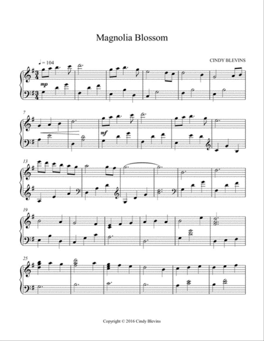 Magnolia Blossom, original solo for Lap Harp Lap Harp scores gallery preview page 2