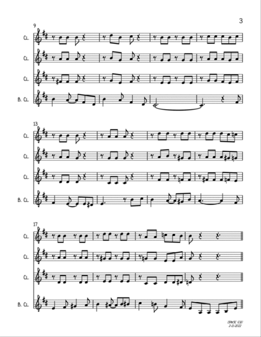 I Saw Mommy Kissing Santa Claus Woodwind Quartet scores gallery preview page 3