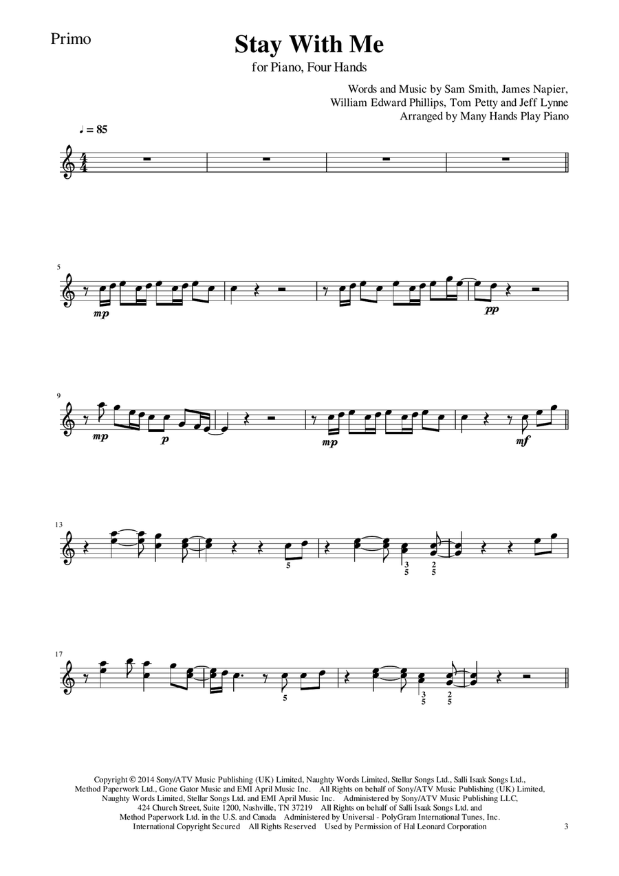 Stay With Me 1 Piano, 4-Hands scores gallery preview page 5