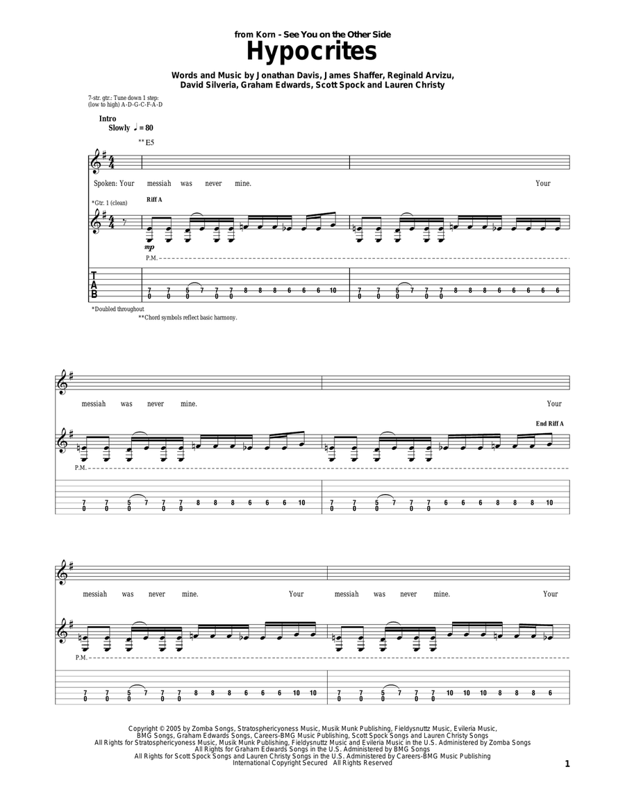 Hypocrites Electric Guitar scores gallery preview page 1