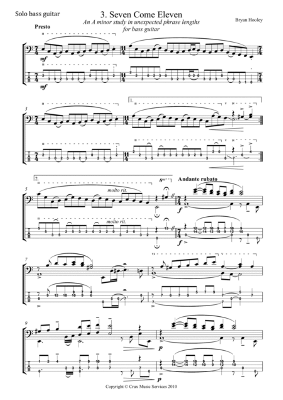 Six Modern Electric Bass Studies Bass Guitar scores gallery preview page 5