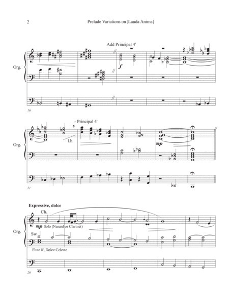 Prelude Variations on "Lauda anima" (for Organ)
