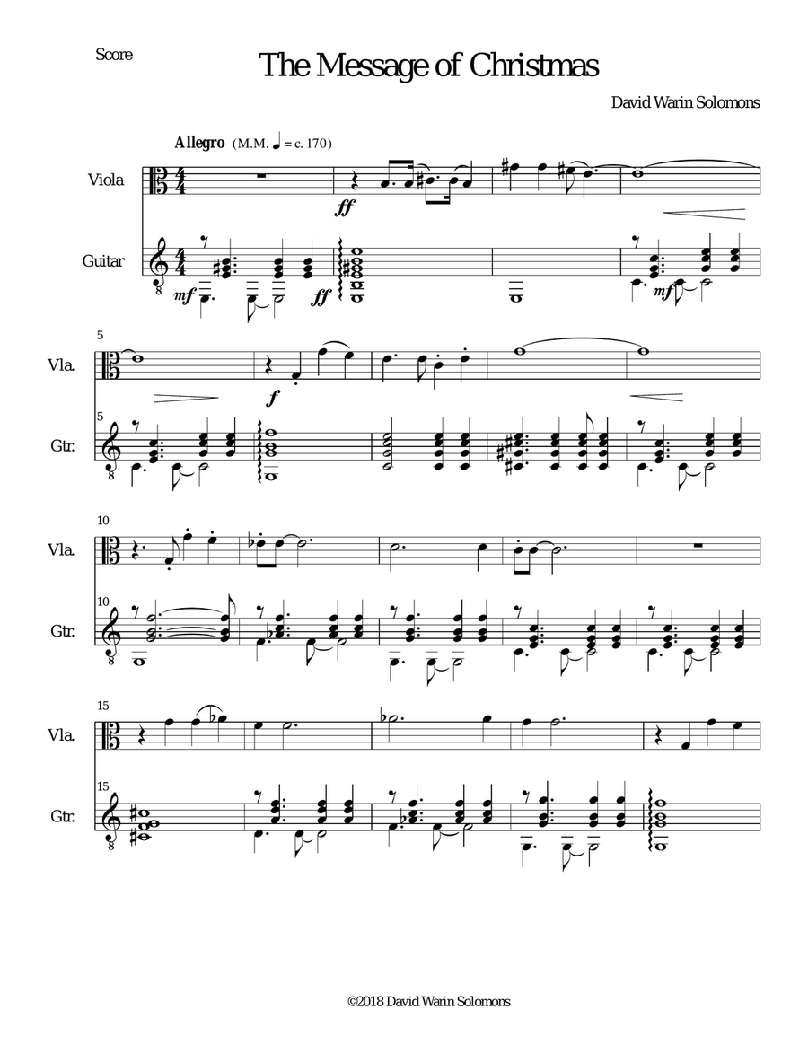 The Message of Christmas for viola and guitar String Duet scores gallery preview page 1