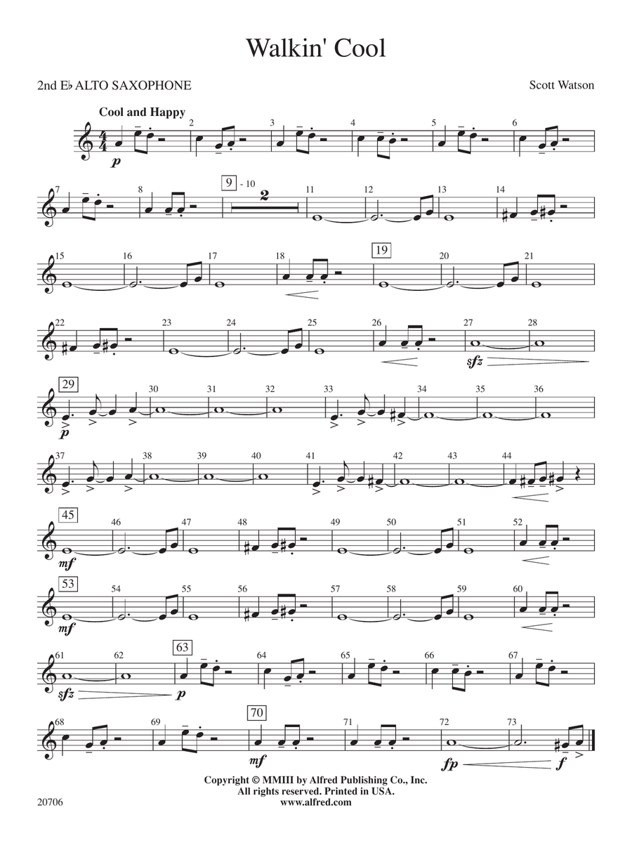 Walkin' Cool: 2nd E-flat Alto Saxophone