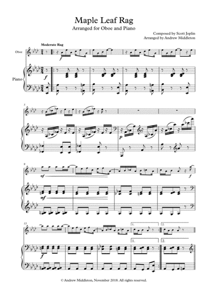 Maple Leaf Rag for Oboe and Piano image number null