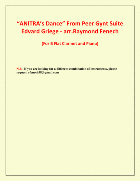 Anitra's Dance - From Peer Gynt (B Flat Clarinet and Piano) image number null
