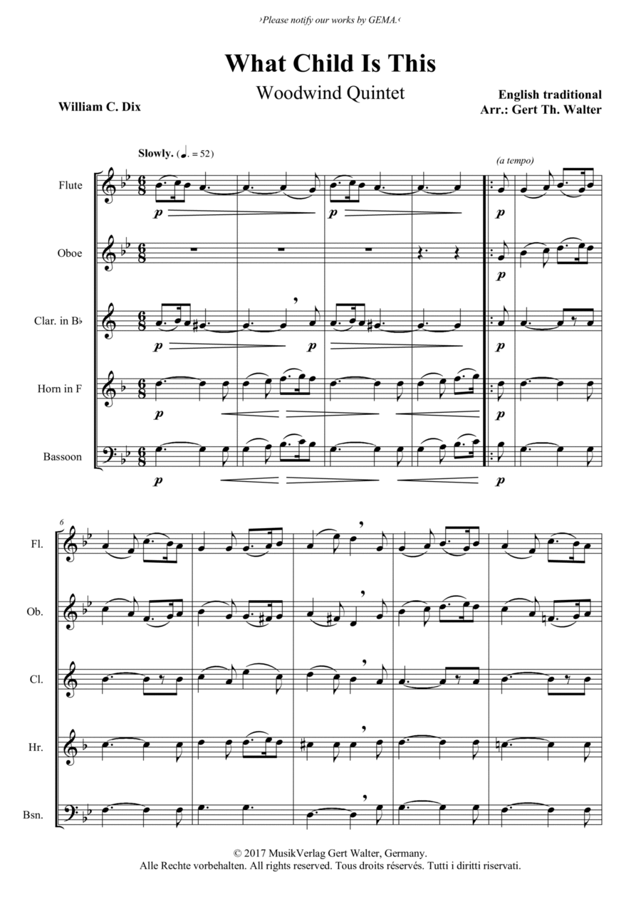 What Child Is This Woodwind Quintet scores gallery preview page 1