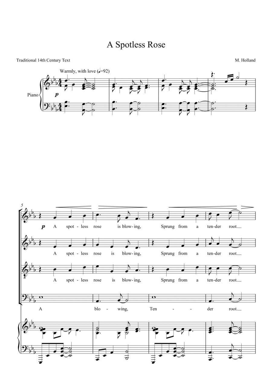 A Spotless Rose 4-Part scores gallery preview page 1