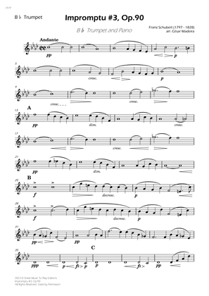 Impromptu No.3, Op.90 - Bb Trumpet and Piano (Individual Parts)