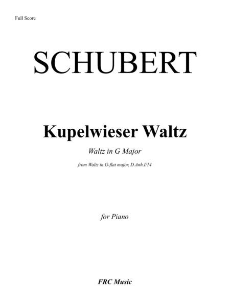 Kupelwieser Waltz (from Waltz in G-flat major, D.Anh.I/14) EASY VERSION in G Major for PIANO SOLO image number null
