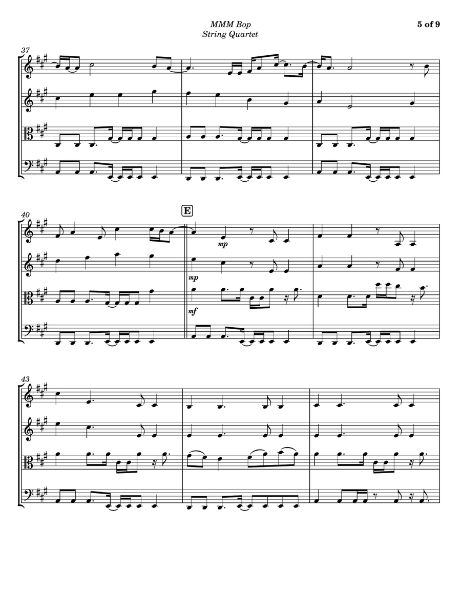 Mmm Bop String Quartet scores gallery preview page 5