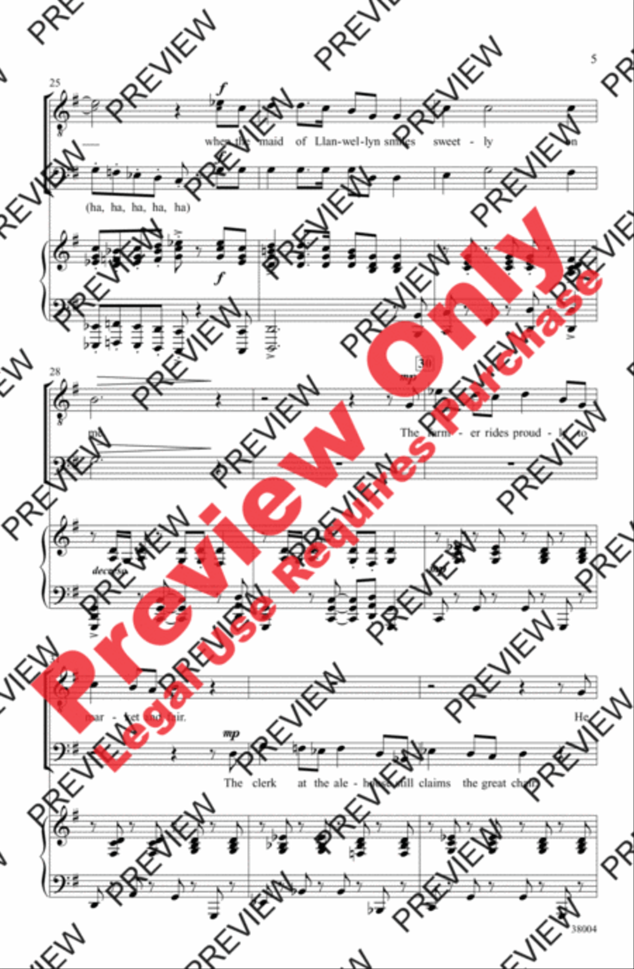 The Maid of Llanwellyn The Maid of Llanwellyn Men's Choir scores gallery preview page 5