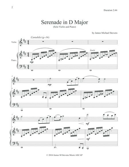 Serenade in D Major (Solo Violin & Piano) image number null
