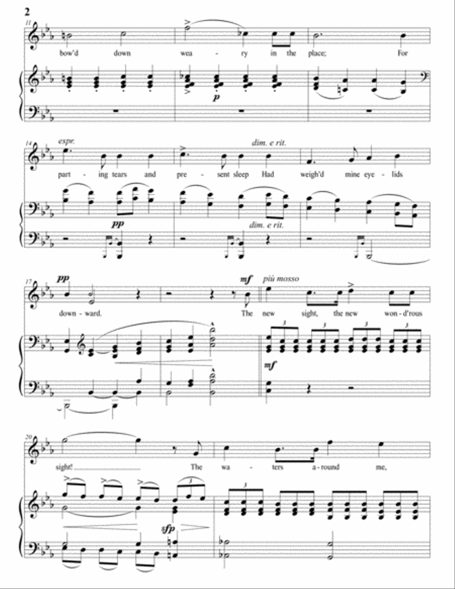 ELGAR: Sabbath morning at sea, Op. 37 no. 3 (transposed to E-flat major) Voice scores gallery preview page 3