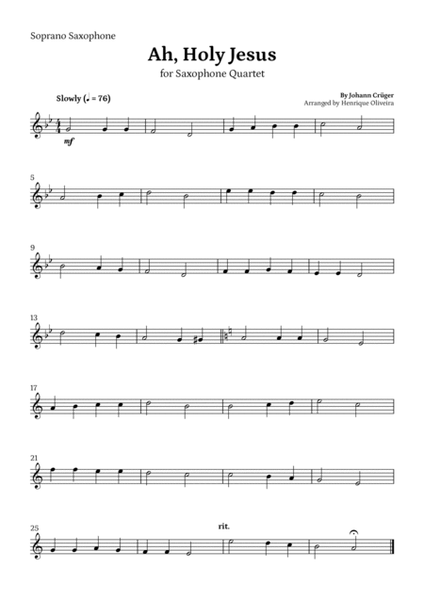 Ah, Holy Jesus (Saxophone Quartet) - Easter Hymn image number null