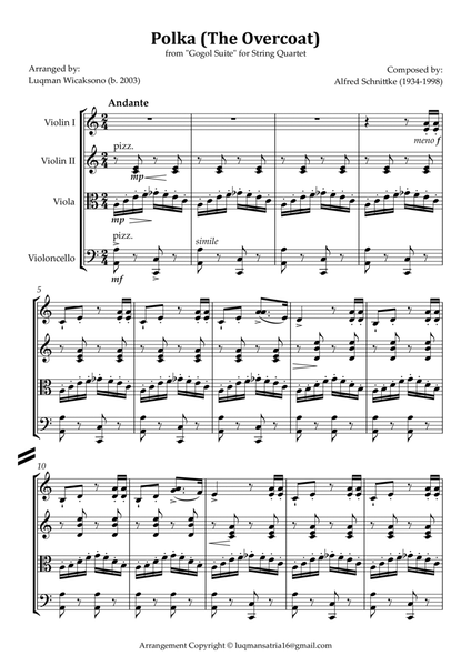 "The Overcoat" Polka from "Gogol Suite" for String Quartet - Full Score image number null