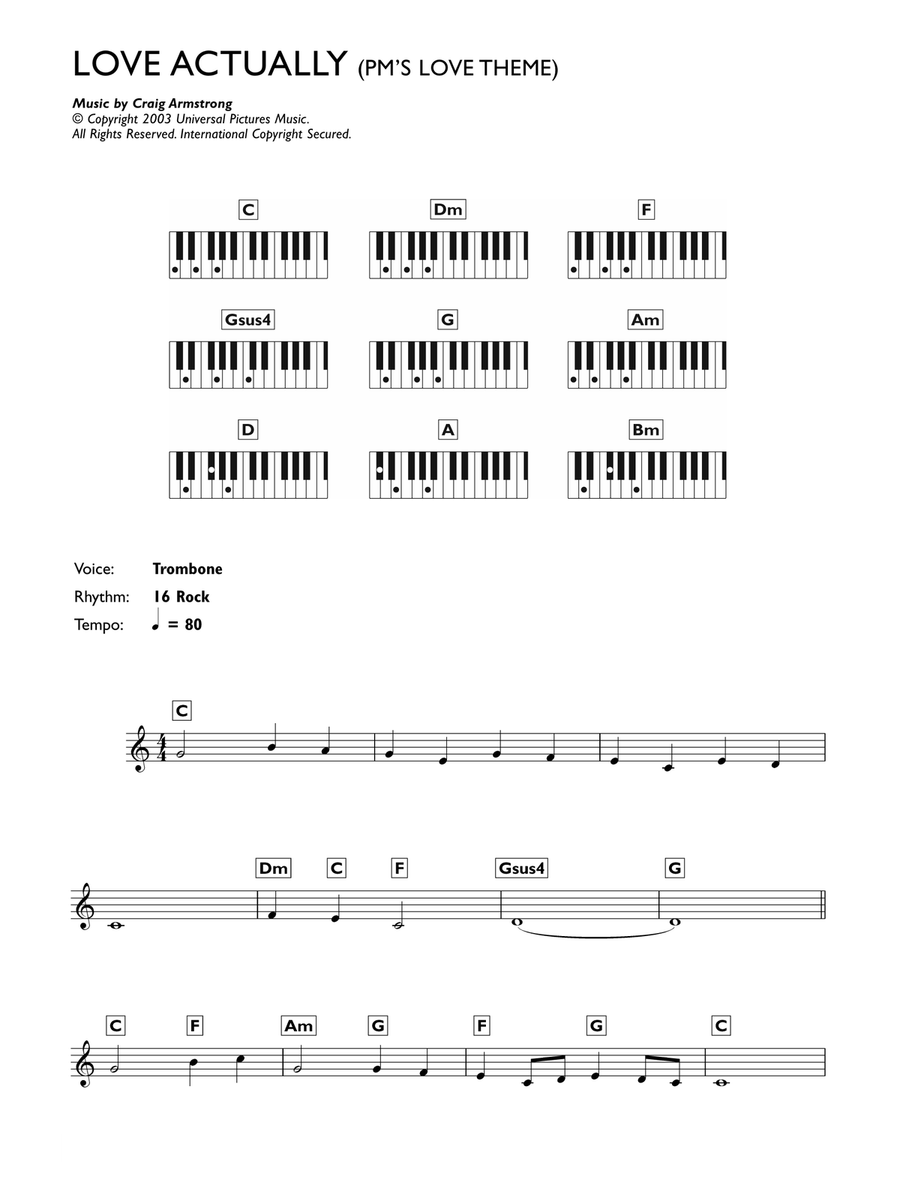 P.M.'s Love Theme (from Love Actually) Piano Solo scores gallery preview page 1