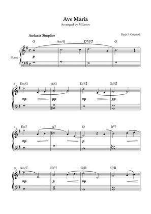 Ave Maria Bach Gounod in G Easy Beginner Piano Chord