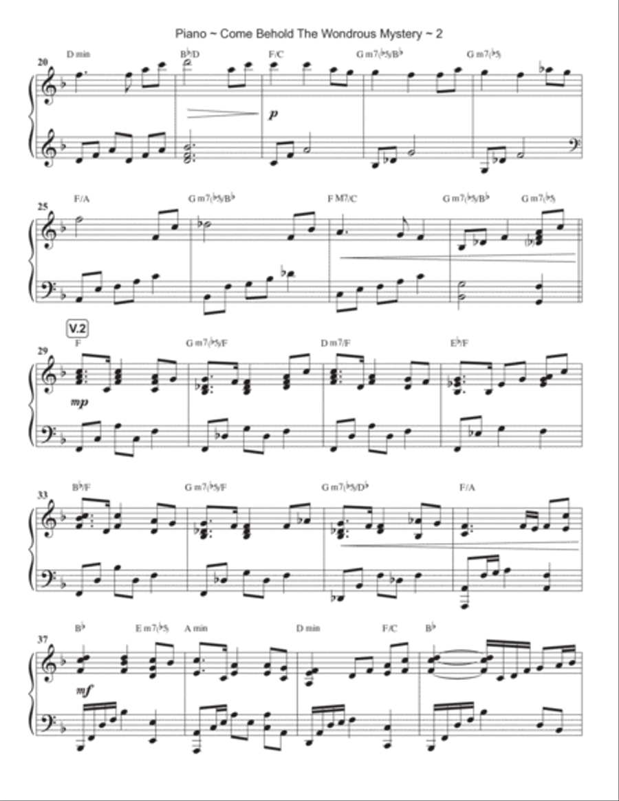 Come Behold The Wondrous Mystery Piano Solo scores gallery preview page 3