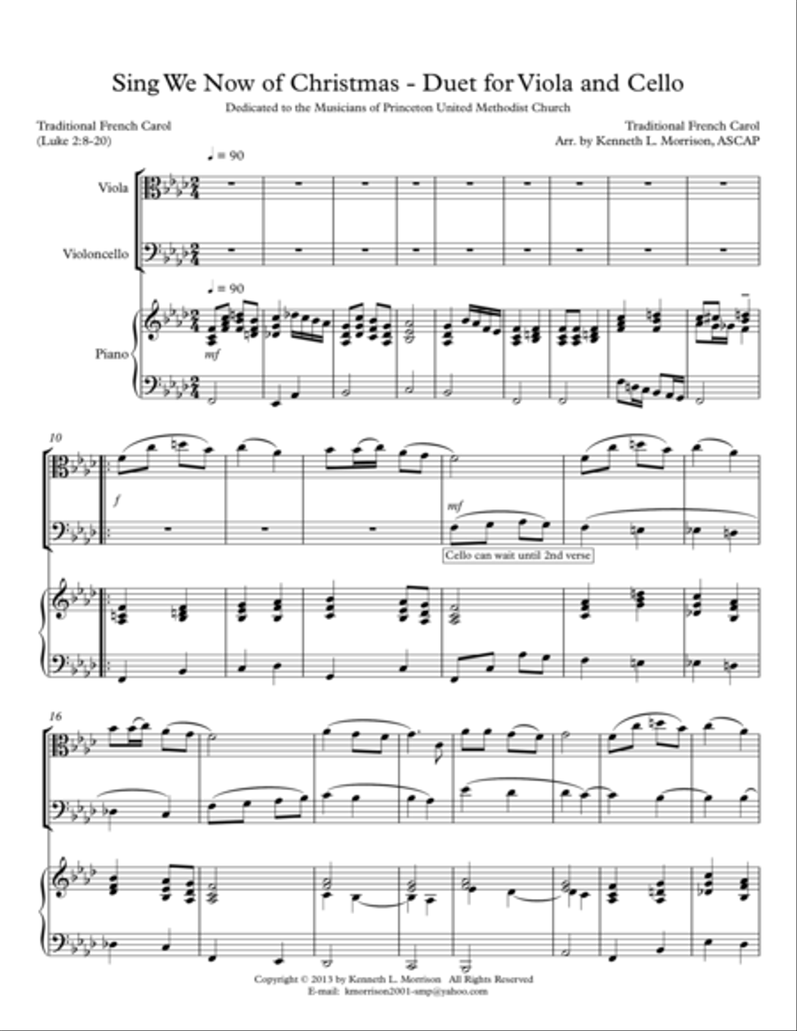 Sing We Now of Christmas - Duet for Viola and Cello String Duet scores gallery preview page 1
