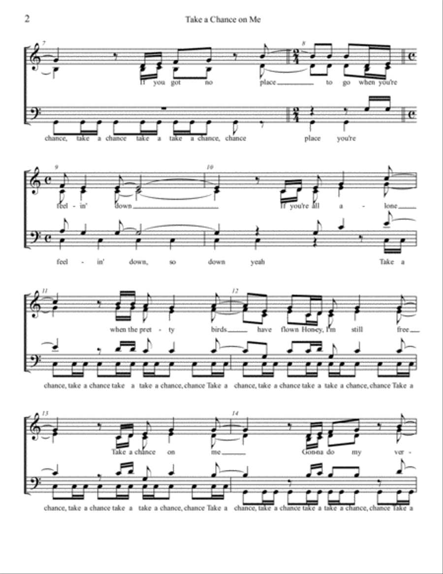 Take A Chance On Me featured in MAMMA MIA! 4-Part scores gallery preview page 2