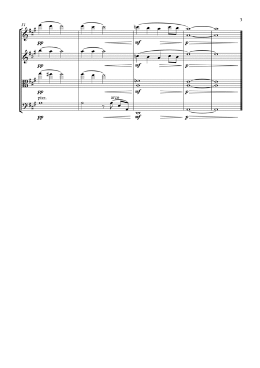 Glasgow Love Theme String Quartet scores gallery preview page 3