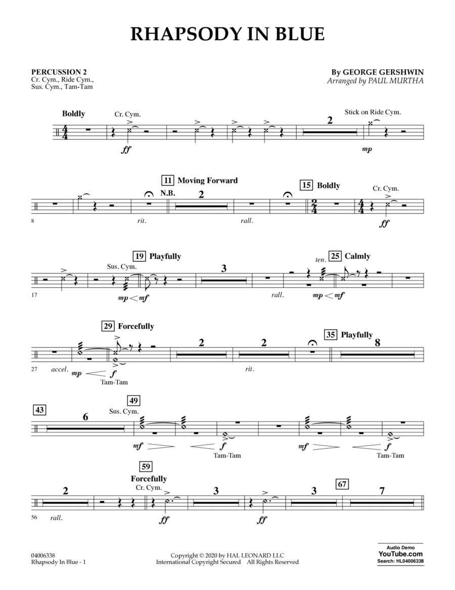 Rhapsody in Blue (arr. Paul Murtha) - Percussion 2