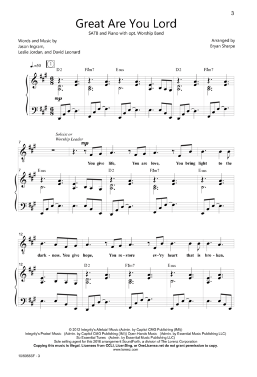 Great Are You Lord Great Are You Lord 4-Part scores gallery preview page 2