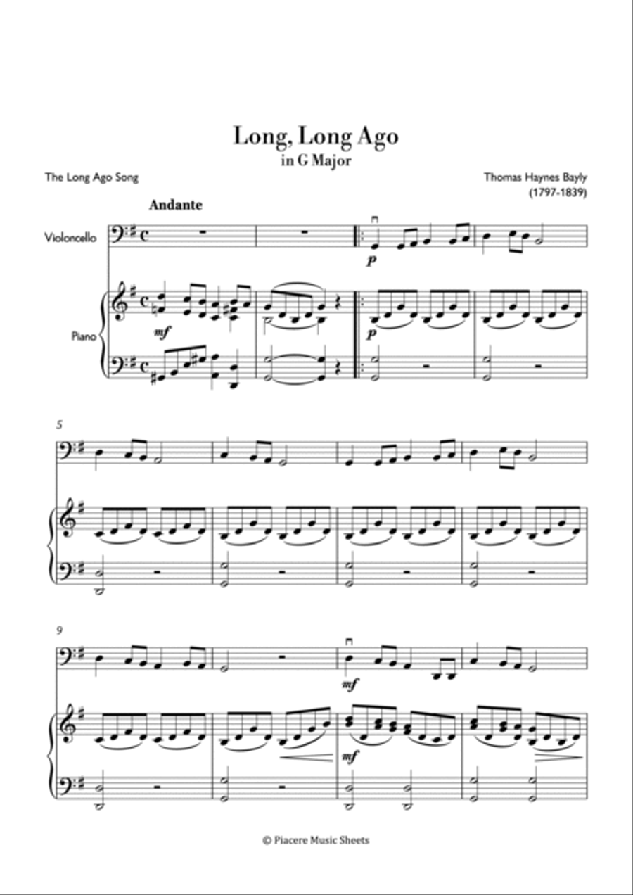 Bayly - Long, Long Ago in G Major - Easy Chamber Music scores gallery preview page 2