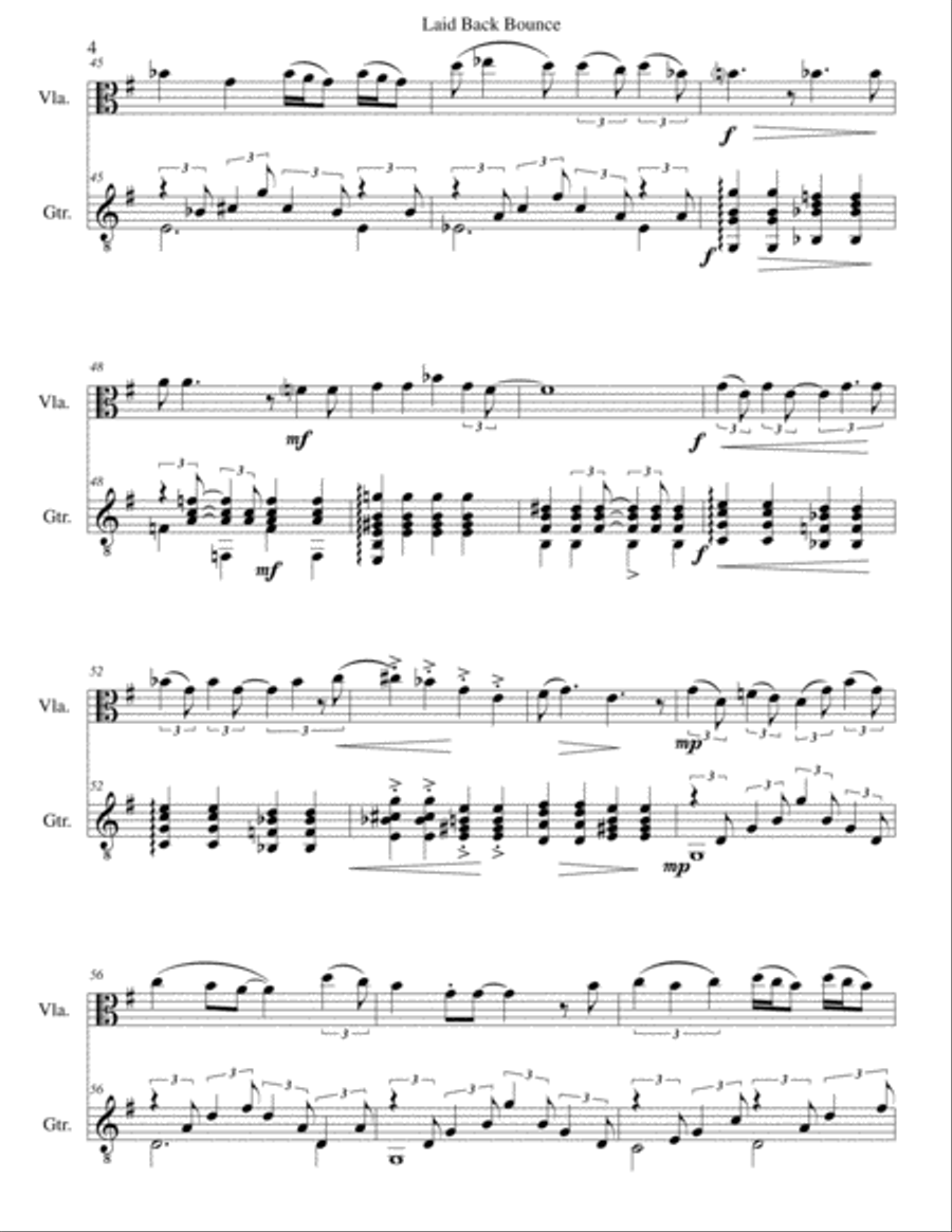 Laid back bounce for viola and guitar String Duet scores gallery preview page 4