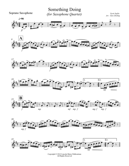 Joplin - “Something Doing” (for Saxophone Quartet SATB) image number null