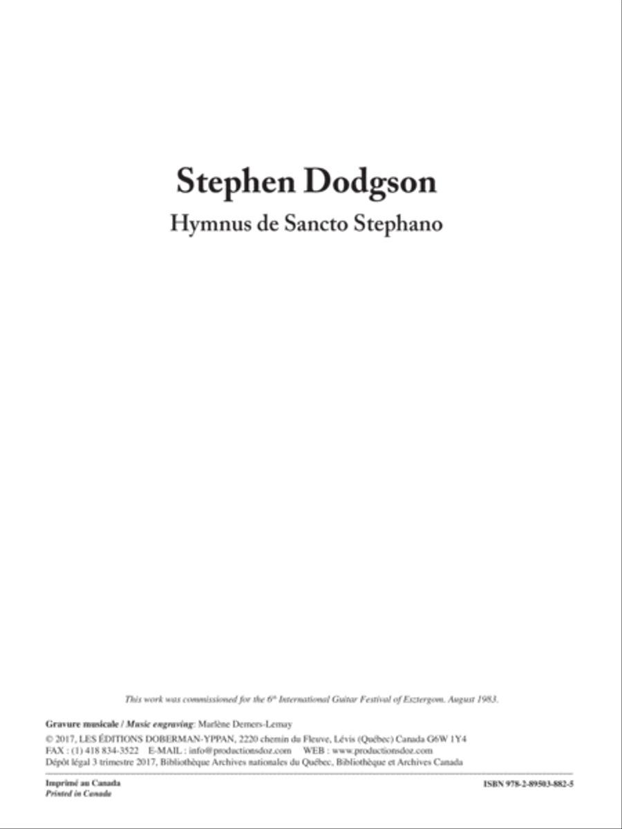 Hymnus de Sancto Stephano Guitar Ensemble scores gallery preview page 1