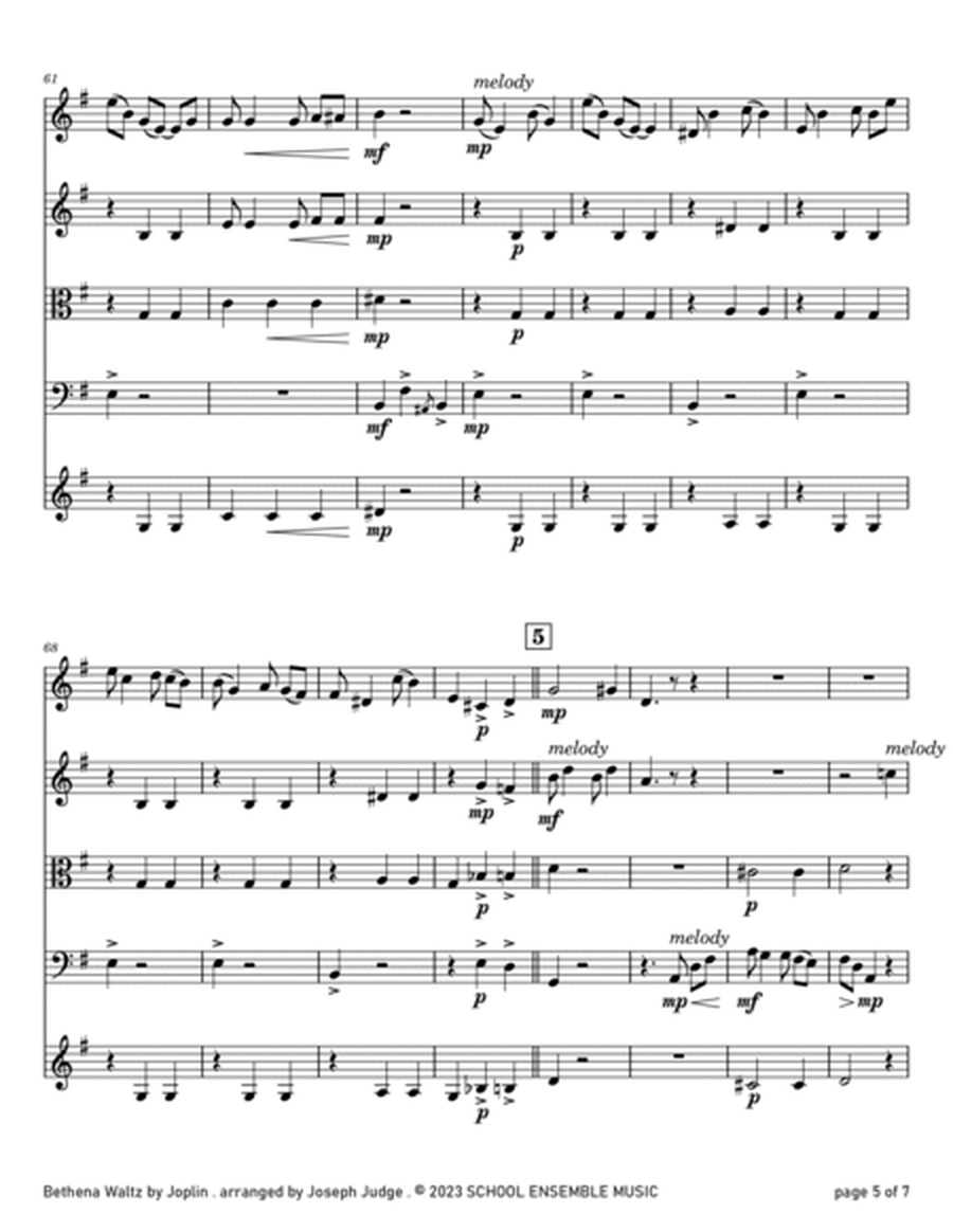 Bethena Waltz by Joplin for String Quartet in Schools image number null