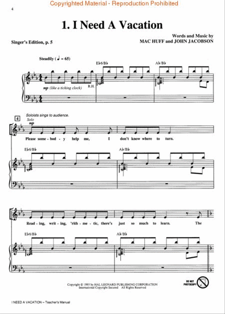I Need a Vacation - Teacher's Edition Choir scores gallery preview page 3