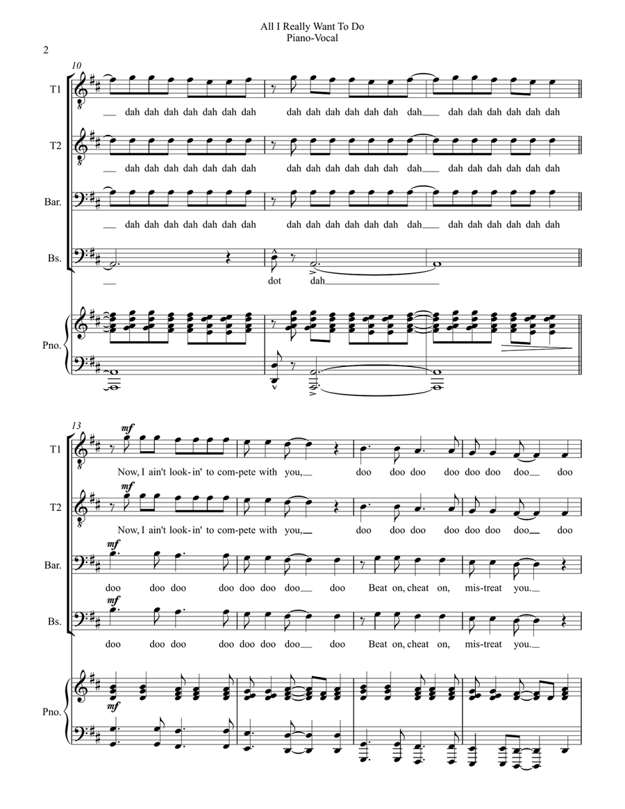 All I Really Want To Do TTBB scores gallery preview page 2