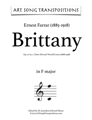 Book cover for FARRAR: Brittany, Op. 21 no. 1 (transposed to F major)