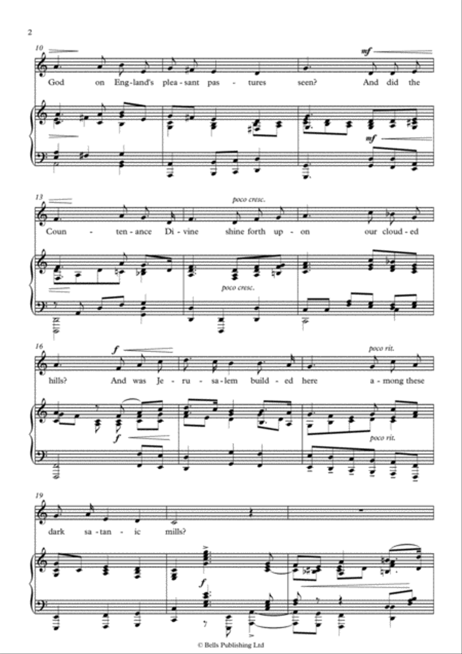 And Did Those Feet in Ancient Time (C Major) Choir scores gallery preview page 2