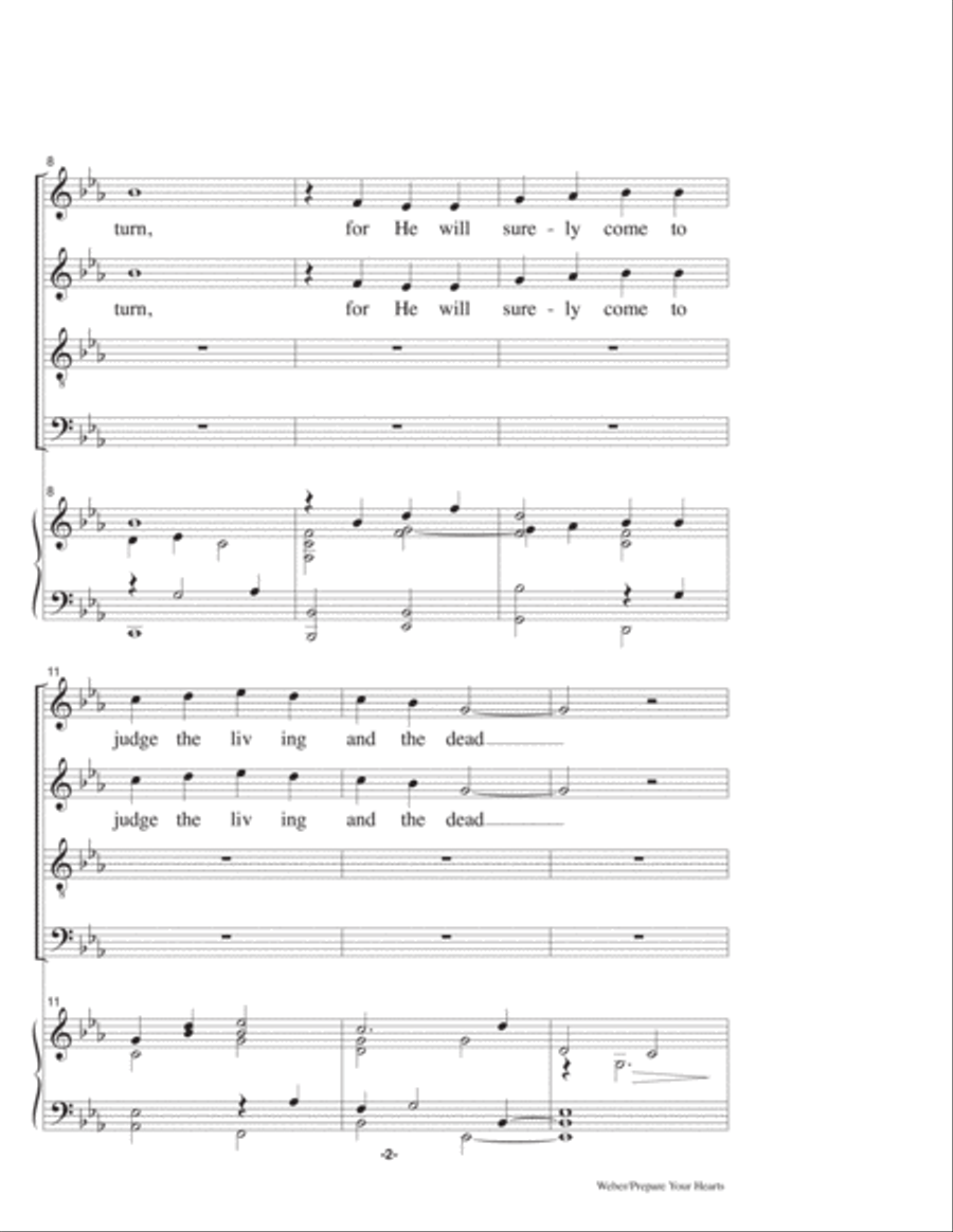 Prepare Your Hearts, for SATB and piano 4-Part scores gallery preview page 2