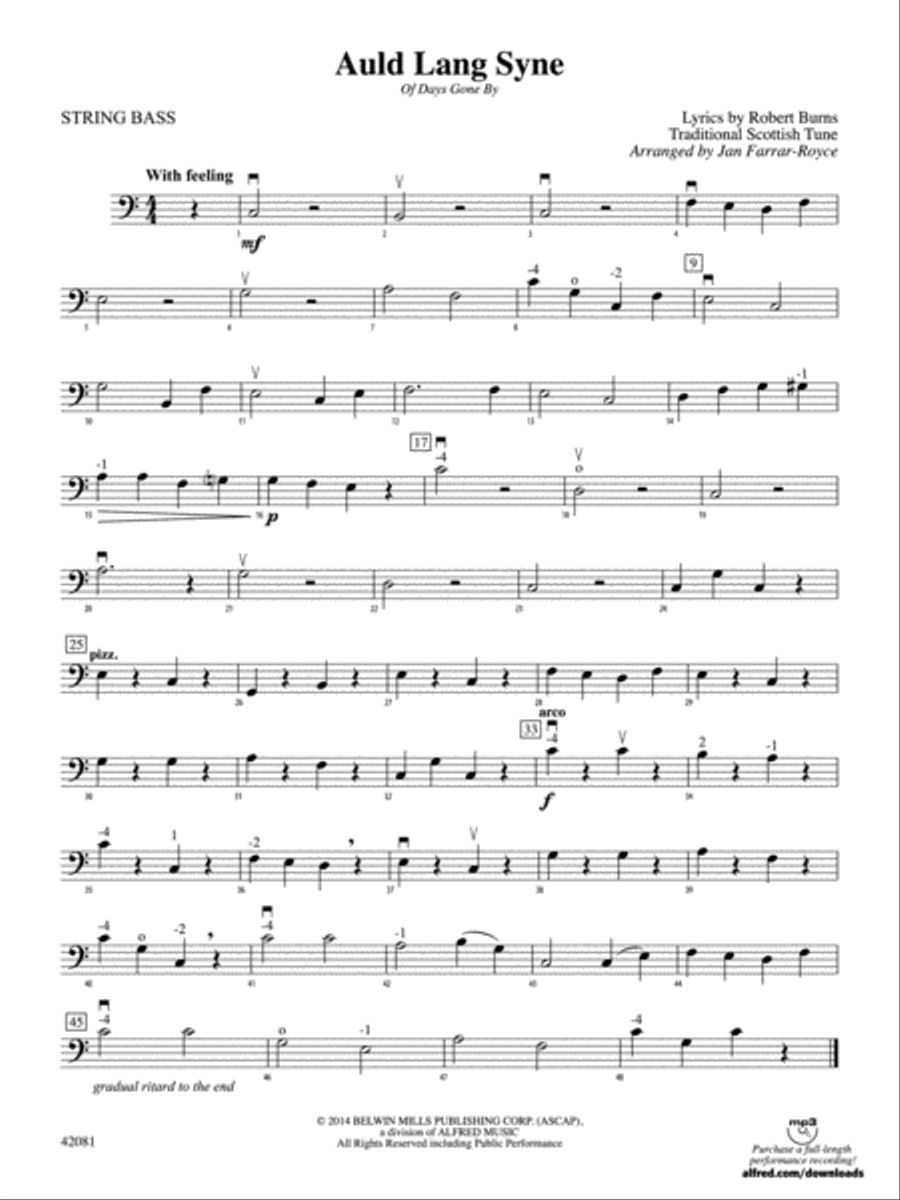 Auld Lang Syne: String Bass String Orchestra scores gallery preview page 1