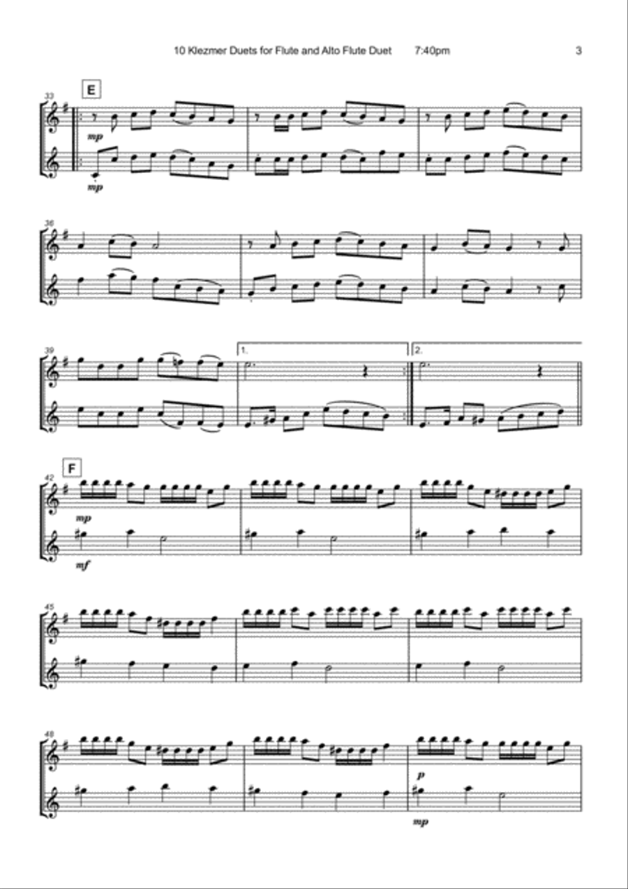 10 Klezmer Duets for Flute and Alto Flute Woodwind Duet scores gallery preview page 5