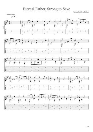 Eternal Father, Strong to Save (Solo Fingerstyle Guitar Tab)